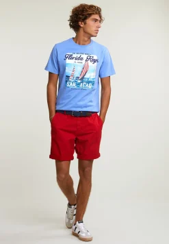 Hot River Woods Normal fit basic T-shirt korte mouwen caribbean blue -