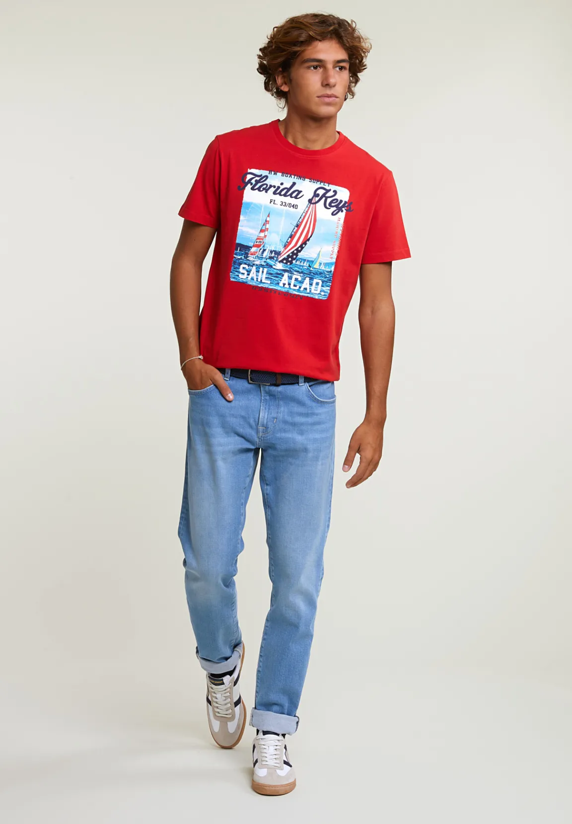 Fashion River Woods Normal fit basic T-shirt korte mouwen harvard red -