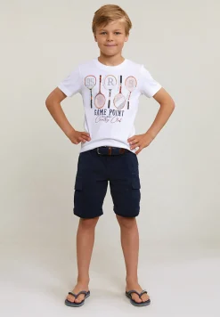 Clearance River Woods Normal fit basic T-shirt korte mouwen wit -