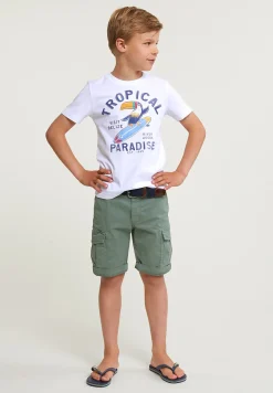 Hot River Woods Normal fit basic T-shirt korte mouwen wit -