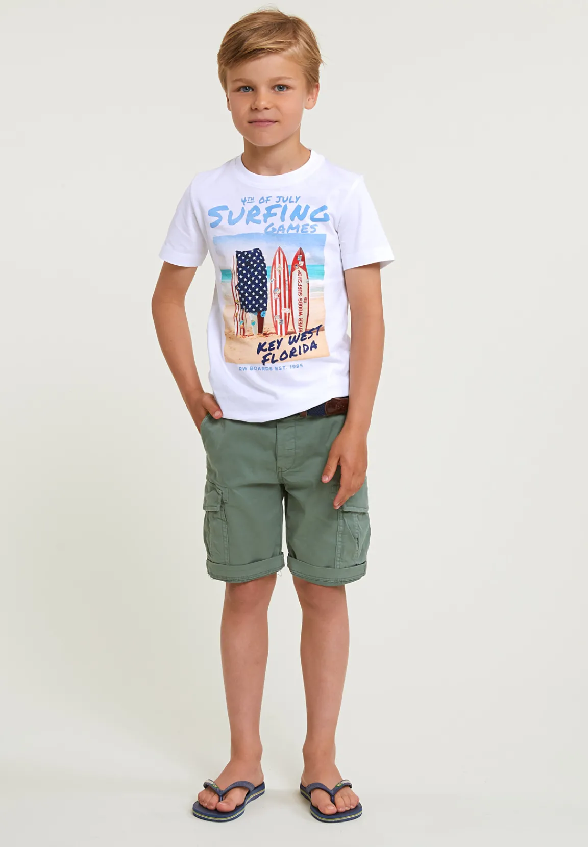 Clearance River Woods Normal fit basic T-shirt korte mouwen wit -