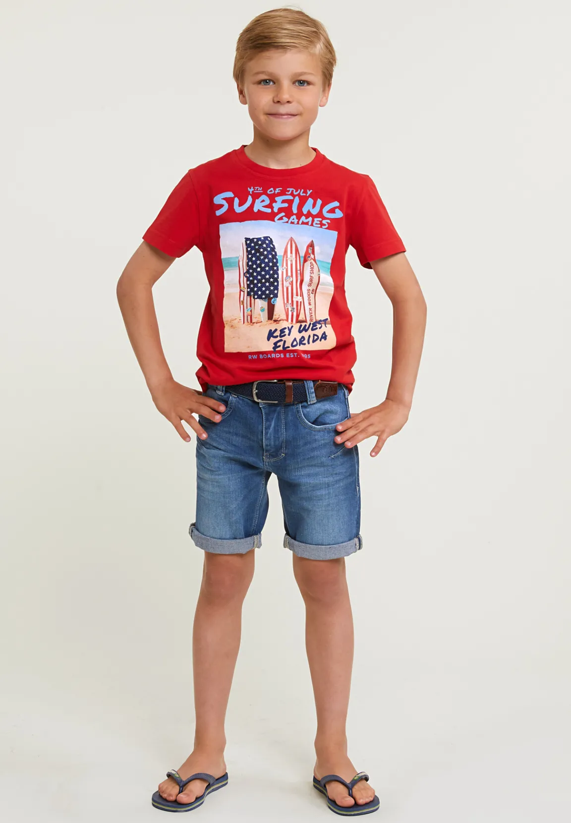 Best River Woods Normal fit basic T-shirt korte mouwen harvard red -