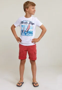 Hot River Woods Normal fit basic T-shirt korte mouwen wit -