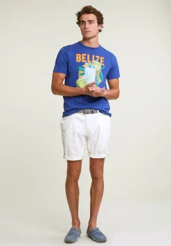 Outlet River Woods Normal fit basic T-shirt korte mouwen yale blue -