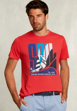 Online River Woods Normal fit basic T-shirt pomegranate -