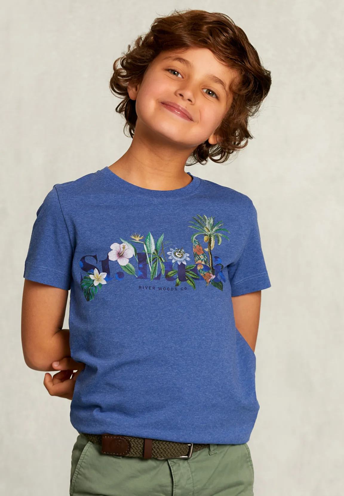 Fashion River Woods Normal fit basic T-shirt wallstreet mix -