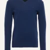 Clearance River Woods Normal fit basic V-hals trui night denim mix -