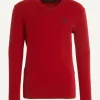 New River Woods Normal fit basic V-hals trui poppy red mix -