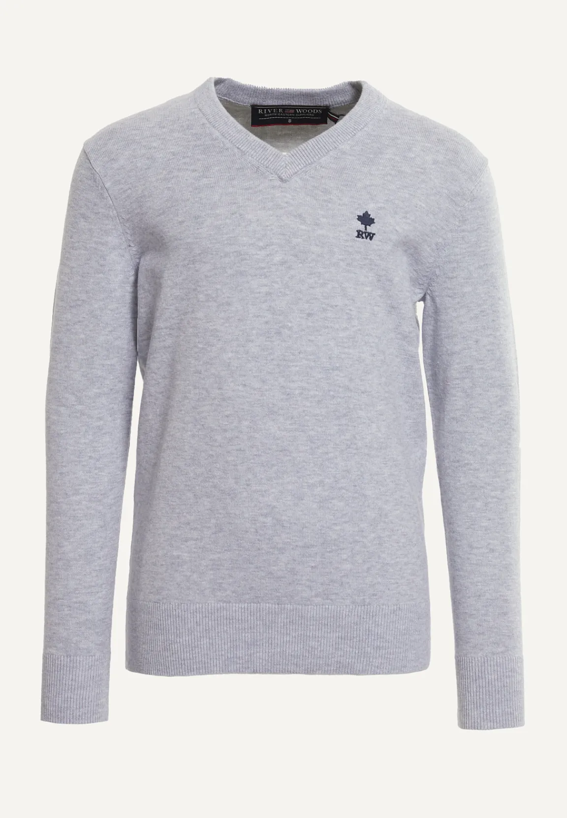 Discount River Woods Normal fit basic V-hals trui lt grey mix -