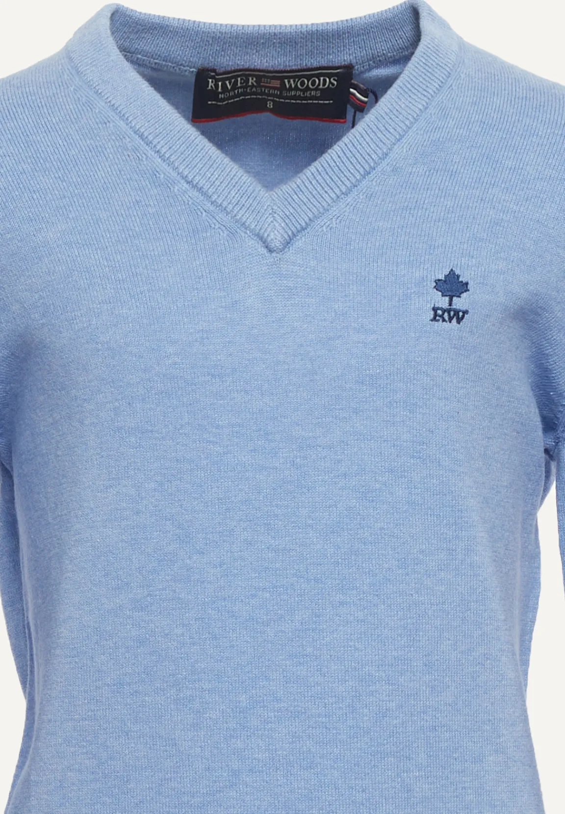 Outlet River Woods Normal fit basic V-hals trui chambray mix -
