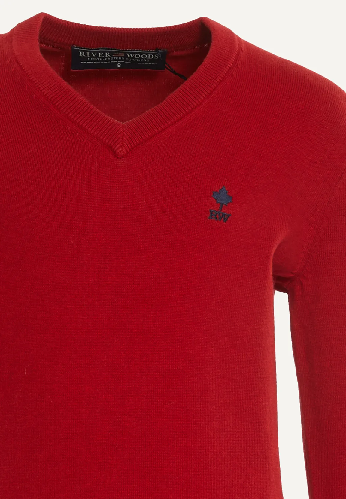 New River Woods Normal fit basic V-hals trui poppy red mix -