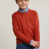 Clearance River Woods Normal fit katoen-bamboo basic trui ronde hals sunset mix -