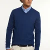 Online River Woods Normal fit katoenen basic V-hals trui night denim mix -