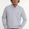 Fashion River Woods Normal fit katoenen basic V-hals trui lt grey mix -