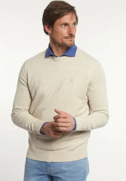 Outlet River Woods Normal fit katoenen basic trui ronde hals linen mix -