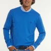 Hot River Woods Normal fit katoenen basic trui ronde hals azure -