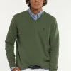 Fashion River Woods Normal fit katoenen basic V-hals trui lodge mix -