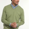 Clearance River Woods Normal fit katoenen basic V-hals trui savanna mix -