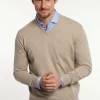 New River Woods Normal fit katoenen basic V-hals trui hazel mix -