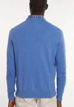 Sale River Woods Normal fit katoenen basic V-hals trui blue azure mix -