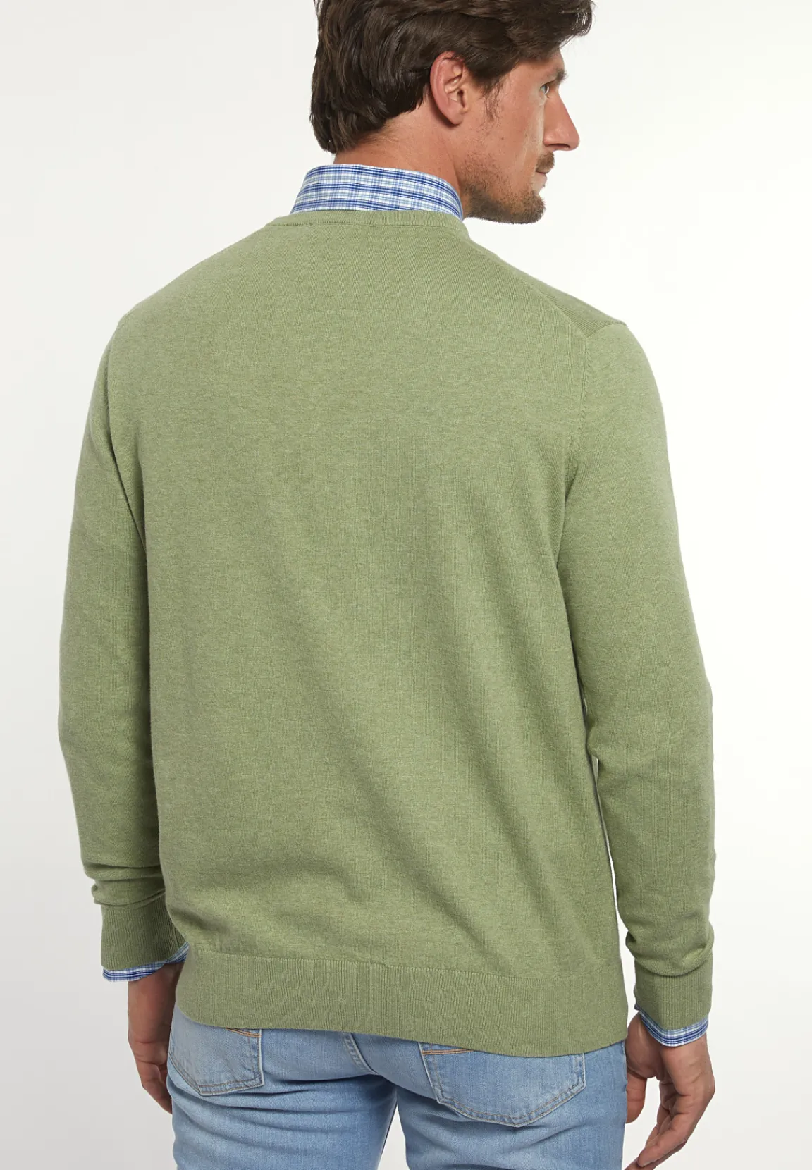 Discount River Woods Normal fit katoenen basic trui ronde hals savanna mix -