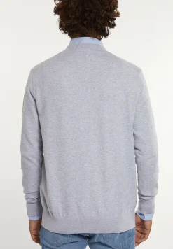 Fashion River Woods Normal fit katoenen basic V-hals trui lt grey mix -