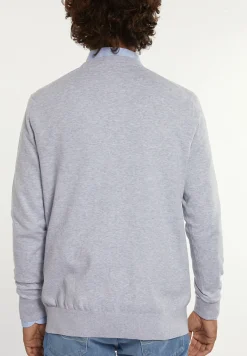 Clearance River Woods Normal fit katoenen basic trui ronde hals lt grey mix -