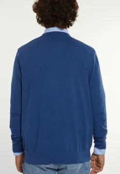 Fashion River Woods Normal fit katoenen basic trui ronde hals denim mix -