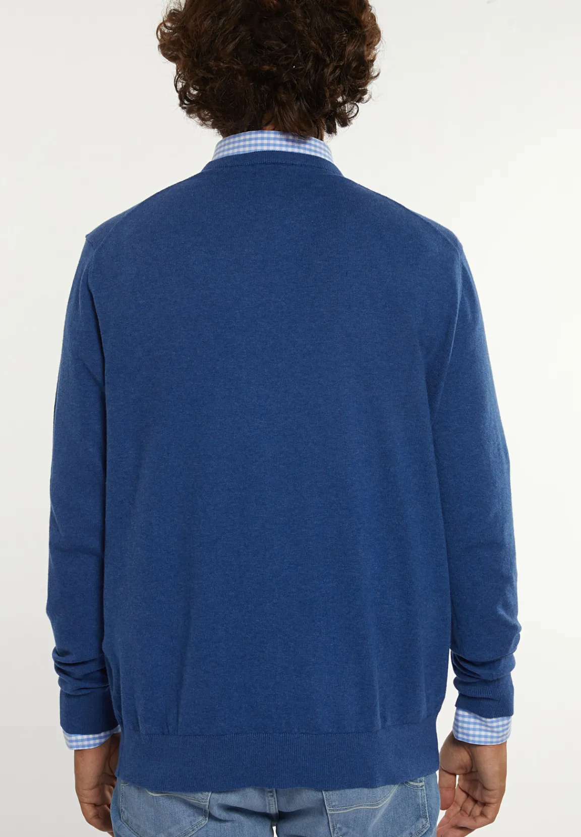 Fashion River Woods Normal fit katoenen basic trui ronde hals denim mix -