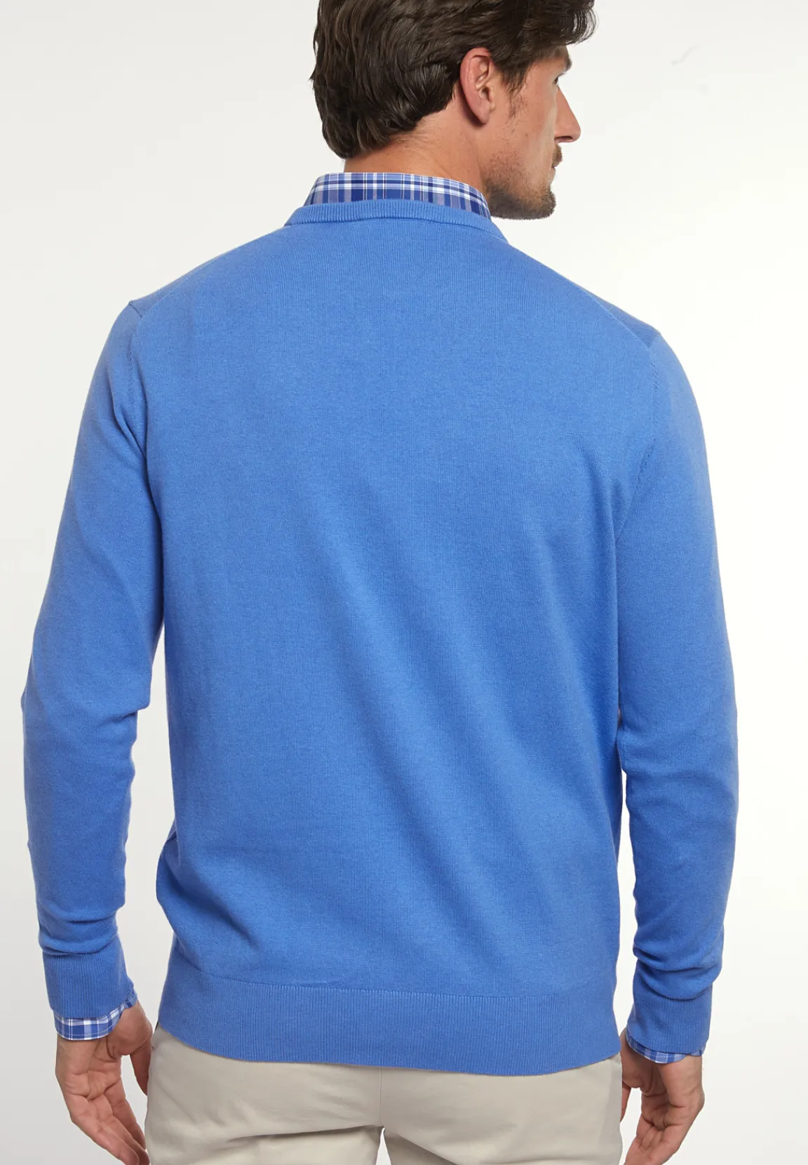 Fashion River Woods Normal fit katoenen basic trui ronde hals blue miles mix -