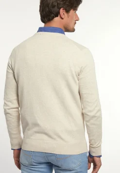 Outlet River Woods Normal fit katoenen basic trui ronde hals linen mix -