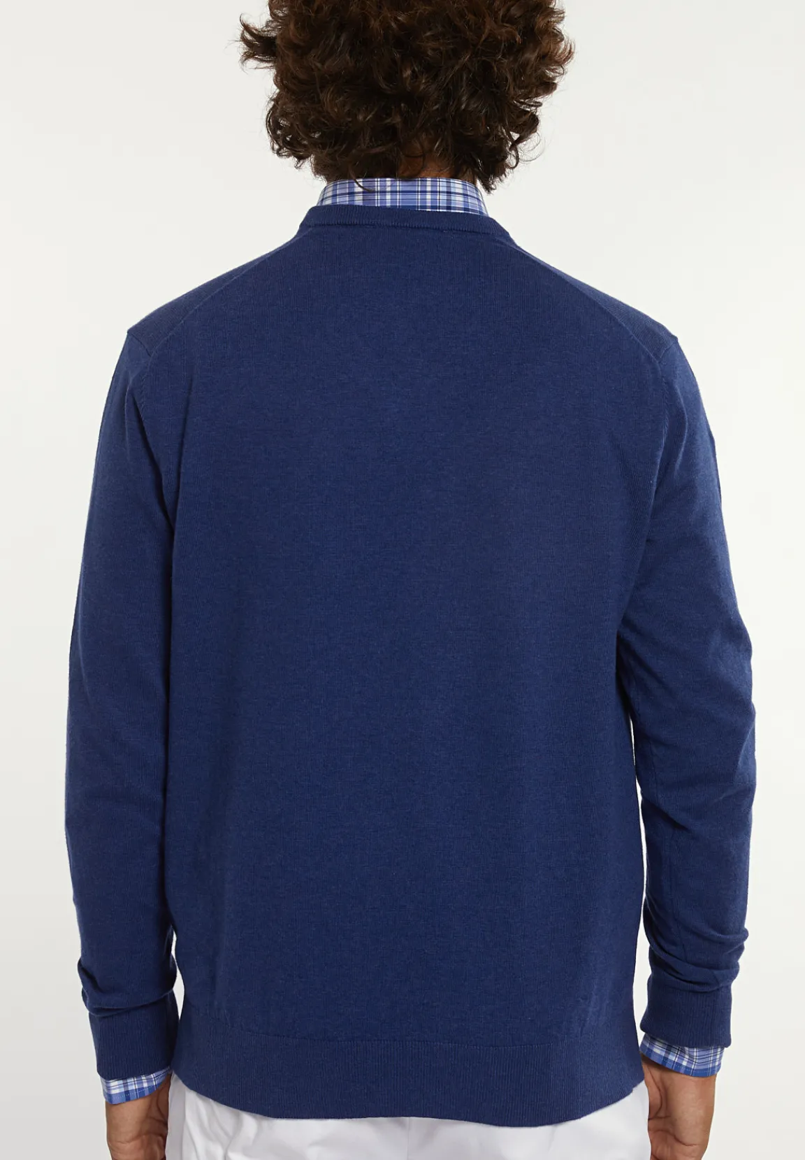 Hot River Woods Normal fit katoenen basic V-hals trui touareg blue mix -
