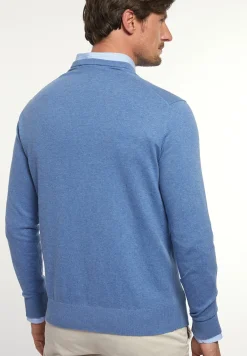 Online River Woods Normal fit katoenen basic V-hals trui paros blue mix -