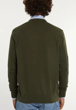 Fashion River Woods Normal fit katoenen basic V-hals trui jungle mix -