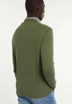 Outlet River Woods Normal fit katoenen basic V-hals trui jeep mix -