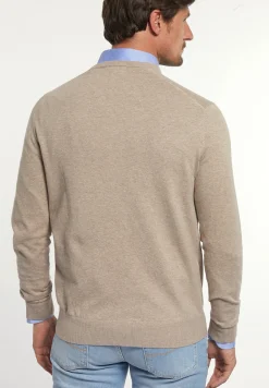 New River Woods Normal fit katoenen basic V-hals trui hazel mix -