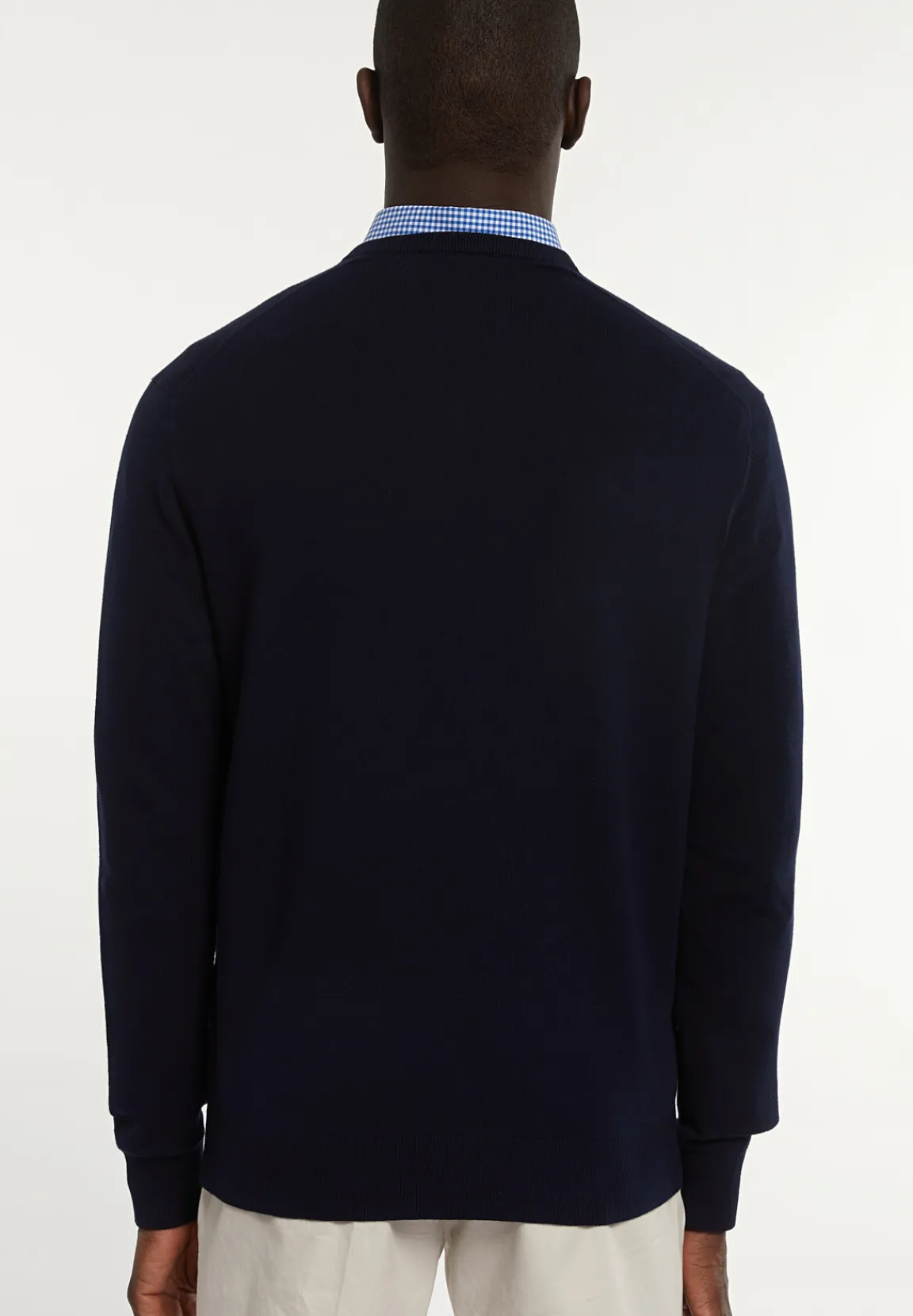 Clearance River Woods Normal fit katoenen basic V-hals trui navy -