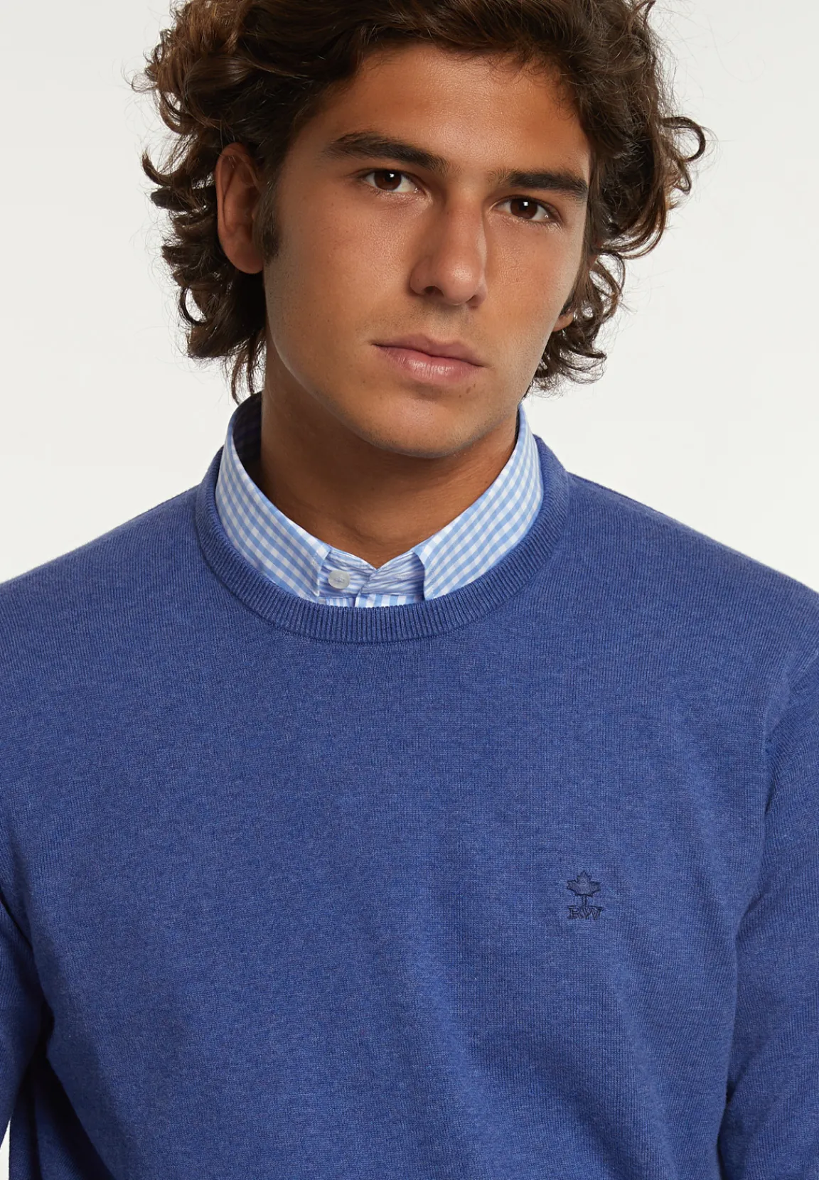 Online River Woods Normal fit katoenen basic trui ronde hals persian blue mix -