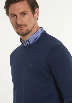 Hot River Woods Normal fit katoenen basic trui ronde hals night mix -