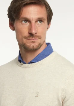 Outlet River Woods Normal fit katoenen basic trui ronde hals linen mix -