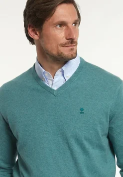 Discount River Woods Normal fit katoenen basic V-hals trui opal mix -