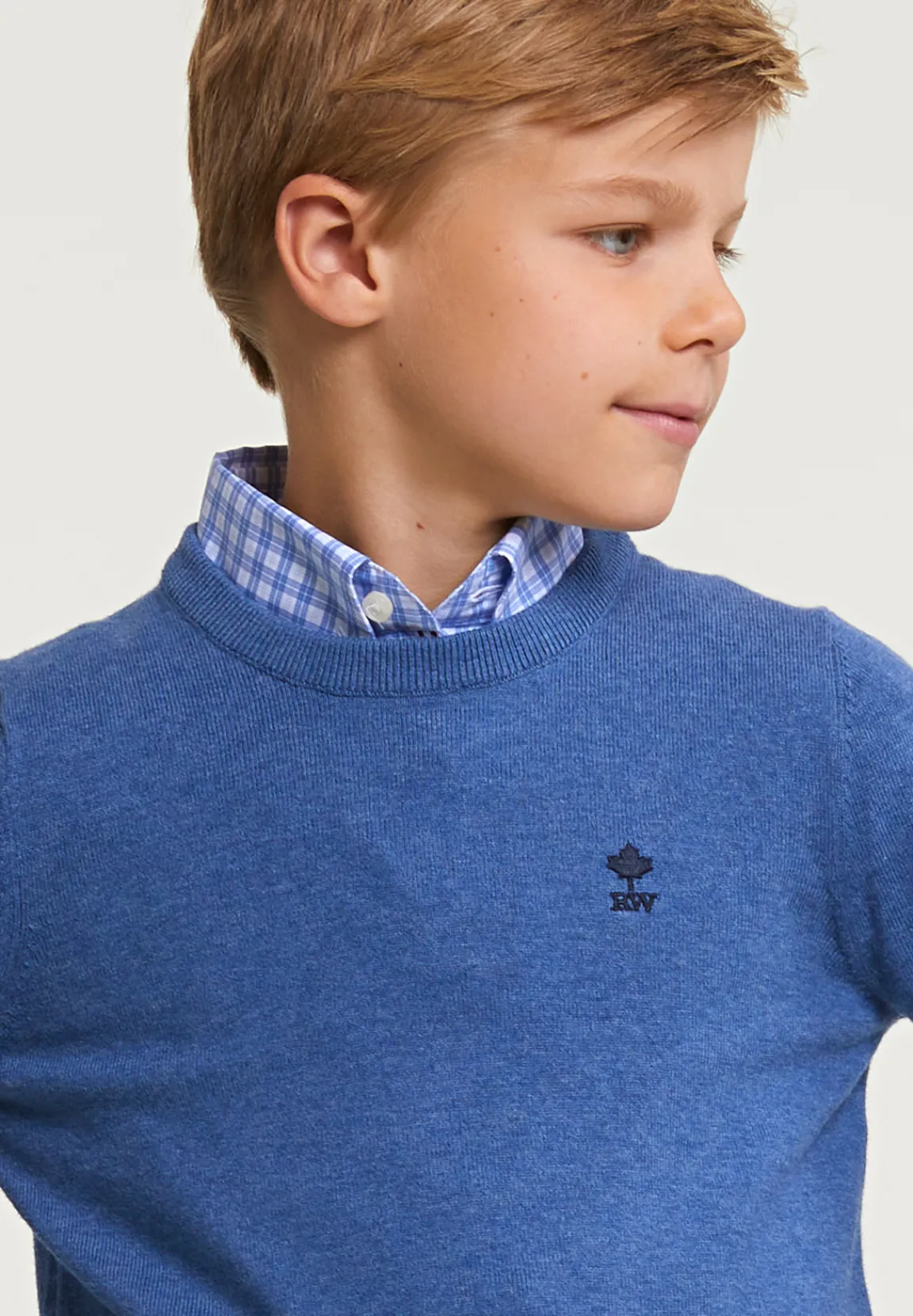 Clearance River Woods Normal fit katoenen basic trui ronde hals lake mix -
