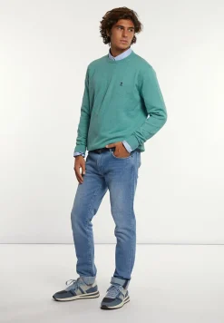 Outlet River Woods Normal fit katoenen basic trui ronde hals well mix -