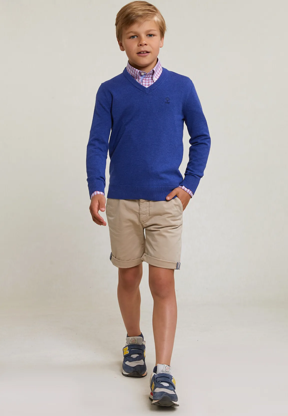 Clearance River Woods Normal fit katoenen basic V-hals trui lake mix -