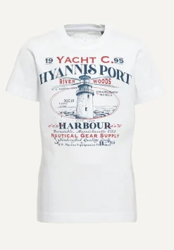 Fashion River Woods Normal fit katoenen fantasie T-shirt wit -