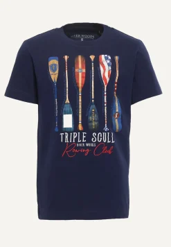 Best River Woods Normal fit katoenen fantasie T-shirt midnight blue -