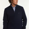 Clearance River Woods Normal fit katoenen trui opstaande kraag navy -