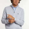 Best River Woods Normal fit katoenen trui opstaande kraag lt grey mix -