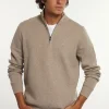 Outlet River Woods Normal fit katoenen trui opstaande kraag hazel mix -