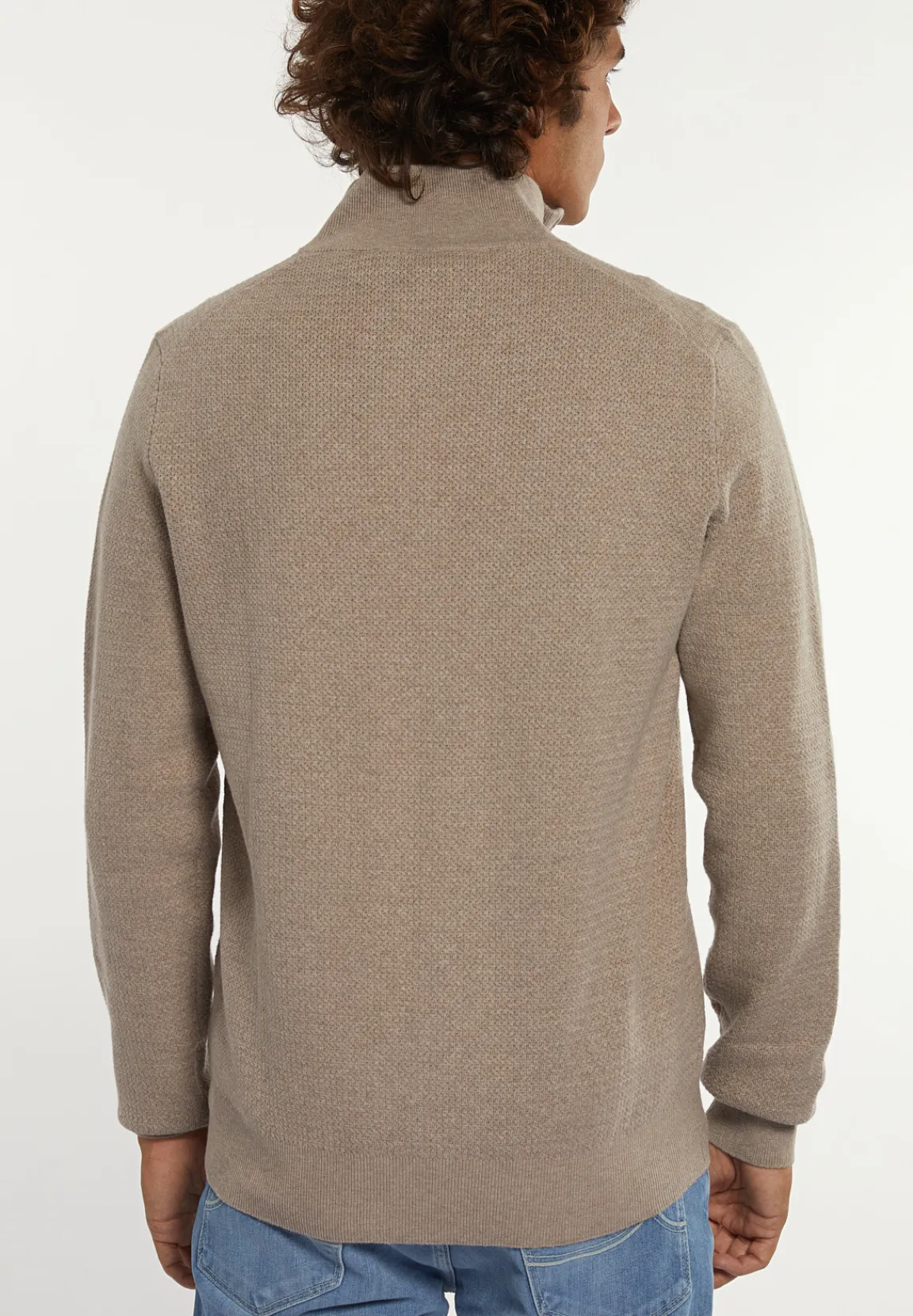 Outlet River Woods Normal fit katoenen trui opstaande kraag hazel mix -